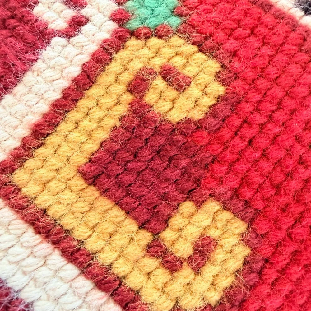 Vintage Hand Embroidered Needlepoint Pillow 15